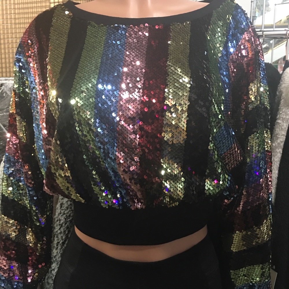 Sequins long sleeve shirt
